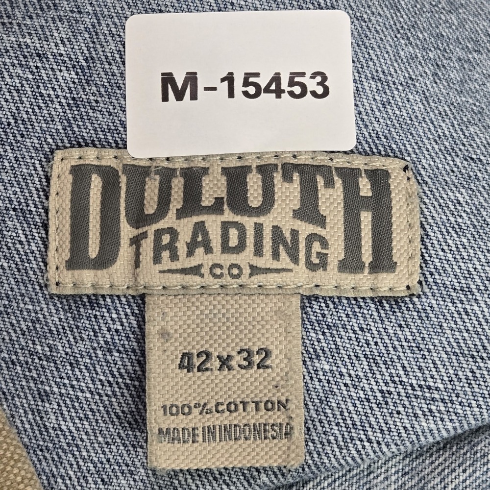 Duluth Trading Co. Men Jeans 42X32 Blue Denim Distressed 30" Inseam